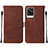 Leather Case Stands Flip Cover Holder Y01B for Vivo Y73 (2021) Brown