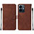 Leather Case Stands Flip Cover Holder Y01B for Vivo Y77e 5G Brown