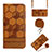 Leather Case Stands Flip Cover Holder Y01B for Xiaomi Redmi 10 India Light Brown