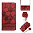 Leather Case Stands Flip Cover Holder Y01B for Xiaomi Redmi 10 India Red Wine