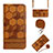 Leather Case Stands Flip Cover Holder Y01B for Xiaomi Redmi 10 Power Light Brown