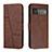 Leather Case Stands Flip Cover Holder Y01X for Google Pixel 6 Pro 5G Brown