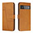 Leather Case Stands Flip Cover Holder Y01X for Google Pixel 6 Pro 5G Light Brown