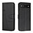 Leather Case Stands Flip Cover Holder Y01X for Google Pixel 6a 5G Black