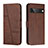 Leather Case Stands Flip Cover Holder Y01X for Google Pixel 7 5G Brown