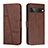 Leather Case Stands Flip Cover Holder Y01X for Google Pixel 7 Pro 5G Brown