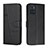 Leather Case Stands Flip Cover Holder Y01X for Motorola Moto E22 Black