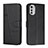 Leather Case Stands Flip Cover Holder Y01X for Motorola Moto E32 Black