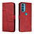 Leather Case Stands Flip Cover Holder Y01X for Motorola Moto Edge 20 5G Red