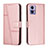 Leather Case Stands Flip Cover Holder Y01X for Motorola Moto Edge 30 Lite 5G Rose Gold