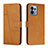 Leather Case Stands Flip Cover Holder Y01X for Motorola Moto Edge 40 Pro 5G Light Brown