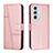 Leather Case Stands Flip Cover Holder Y01X for Motorola Moto Edge Plus (2022) 5G Rose Gold