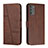 Leather Case Stands Flip Cover Holder Y01X for Motorola Moto G31 Brown