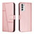 Leather Case Stands Flip Cover Holder Y01X for Motorola MOTO G52 Rose Gold