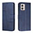 Leather Case Stands Flip Cover Holder Y01X for Motorola Moto G53 5G Blue