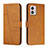 Leather Case Stands Flip Cover Holder Y01X for Motorola Moto G53 5G Light Brown