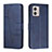 Leather Case Stands Flip Cover Holder Y01X for Motorola Moto G53j 5G Blue