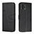 Leather Case Stands Flip Cover Holder Y01X for Motorola Moto G72 Black