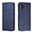 Leather Case Stands Flip Cover Holder Y01X for Motorola Moto G72 Blue