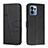 Leather Case Stands Flip Cover Holder Y01X for Motorola Moto X40 5G Black