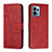 Leather Case Stands Flip Cover Holder Y01X for Motorola Moto X40 5G Red