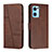 Leather Case Stands Flip Cover Holder Y01X for OnePlus Nord CE 2 5G Brown