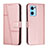 Leather Case Stands Flip Cover Holder Y01X for OnePlus Nord CE 2 5G Rose Gold