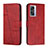 Leather Case Stands Flip Cover Holder Y01X for OnePlus Nord N300 5G Red