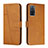 Leather Case Stands Flip Cover Holder Y01X for Oppo A53s 5G Light Brown