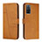 Leather Case Stands Flip Cover Holder Y01X for Oppo A55 5G Light Brown
