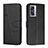 Leather Case Stands Flip Cover Holder Y01X for Oppo A57 5G Black