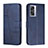 Leather Case Stands Flip Cover Holder Y01X for Oppo A57 5G Blue