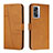 Leather Case Stands Flip Cover Holder Y01X for Oppo A57 5G Light Brown