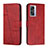 Leather Case Stands Flip Cover Holder Y01X for Oppo A57 5G Red