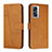 Leather Case Stands Flip Cover Holder Y01X for Oppo A77 5G Light Brown