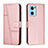 Leather Case Stands Flip Cover Holder Y01X for Oppo Find X5 Lite 5G Rose Gold