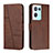 Leather Case Stands Flip Cover Holder Y01X for Oppo Reno8 Pro+ Plus 5G Brown