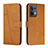 Leather Case Stands Flip Cover Holder Y01X for Oppo Reno9 Pro 5G Light Brown