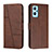 Leather Case Stands Flip Cover Holder Y01X for Realme 10 5G Brown