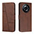 Leather Case Stands Flip Cover Holder Y01X for Realme 11 Pro 5G Brown