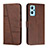 Leather Case Stands Flip Cover Holder Y01X for Realme 9i 5G Brown