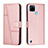 Leather Case Stands Flip Cover Holder Y01X for Realme C21Y Rose Gold