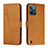 Leather Case Stands Flip Cover Holder Y01X for Realme C31 Light Brown