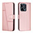 Leather Case Stands Flip Cover Holder Y01X for Realme C51 Rose Gold