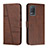 Leather Case Stands Flip Cover Holder Y01X for Realme Narzo 30 5G Brown