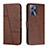 Leather Case Stands Flip Cover Holder Y01X for Realme Narzo 50A Prime Brown