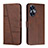 Leather Case Stands Flip Cover Holder Y01X for Realme Narzo N55 Brown