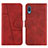 Leather Case Stands Flip Cover Holder Y01X for Samsung Galaxy A02 Red