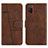 Leather Case Stands Flip Cover Holder Y01X for Samsung Galaxy A02s Brown