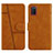 Leather Case Stands Flip Cover Holder Y01X for Samsung Galaxy A02s Light Brown